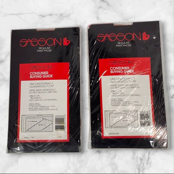 Sasson SRPH-6 Nude Pantyhose 2 Pack Medium/Tall Vintage 80s 90s NWT - Picture 2 of 3